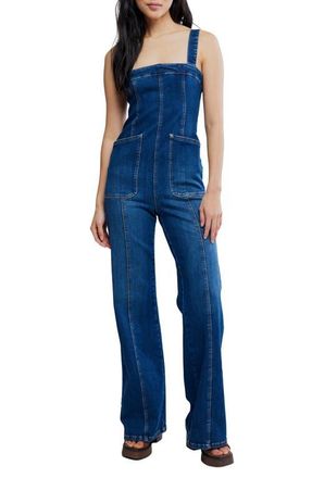 Free People Suns Out Denim Bootcut Jumpsuit in Erica at Nordstrom, Size X-Small