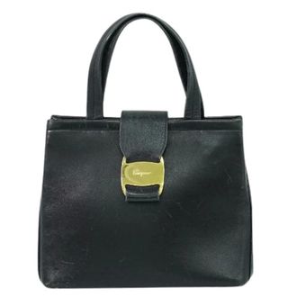 Ferragamo Pre-owned Handbags, female, Black, Size: ONE SIZE Pre-owned Leather Handbag