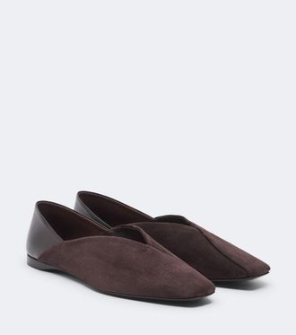 Max Mara Leather and suede slip-on shoes