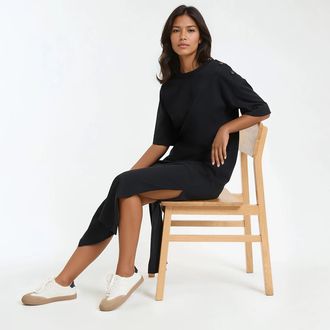 La Redoute Collections Lange jurk in jersey, knoopsluiting op de schouder