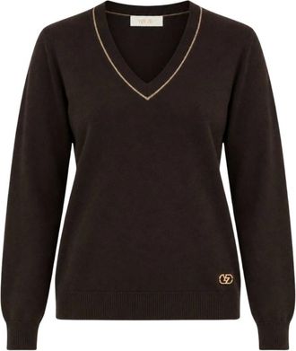 Yes-Zee Maglia Scollo a V - - Knitwear - Donna - Marrone - S