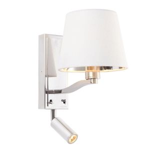 Loops Wall Light Bright Nickel Plate & Vintage White Fabric 40W E14 & 3W LED in Metallics