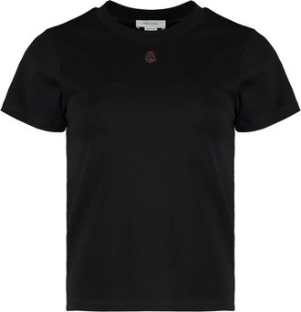 Alexander McQueen Tops, Dames, Zwart, XS, Katoen, T-shirt met ronde hals