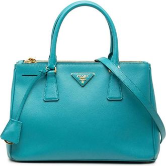 Prada Pre-owned Handbags, female, Blue, Size: ONE SIZE Pre-owned Structured Leather Satchel