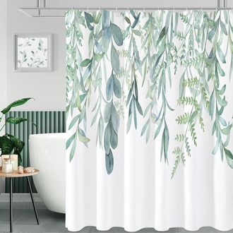 OEM Cortina De Ducha Extralarga De 72 X 84 Pulgadas, Con Estampado De Salvia Primaveral, Hojas De Eucalipto Y Plantas Suculentas, De Tela Impermeable, Ide