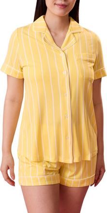 Kindred Bravely Clea Maternity & Postpartum Short Sleeve Pajama Set in Dandelion Stripe at Nordstrom, Size X-Small