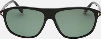 Tom Ford Mens Tom Ford Prescott Green Polarized Lens Shiny Black Sunglasses - Size: ONE size