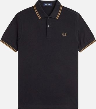Fred Perry Mens Fred Perry Twin Tipped Polo Shirt Black Shaded - Size: 42
