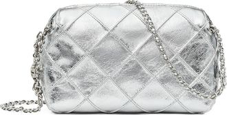 Tory Burch Fleming Soft Metallic Leather Crossbody Bag in Silver at Nordstrom