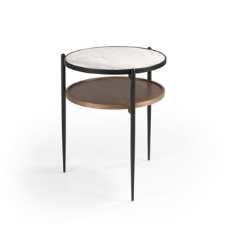 Pondecor Interiorismo Mesa auxiliar COLMAR cer&aacute;mica y nogal