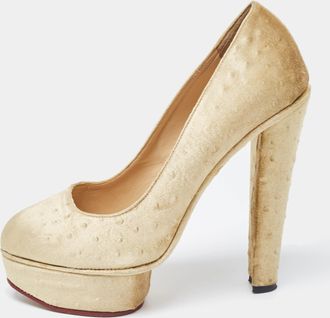 Charlotte Olympia Olive Green Velvet Dolly Platform Pumps