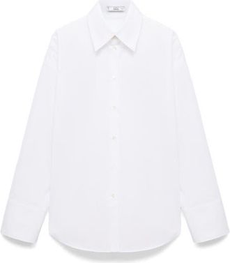 Mango Selection Oversize Organic Cotton Poplin Button-Up Shirt in White at Nordstrom, Size 4