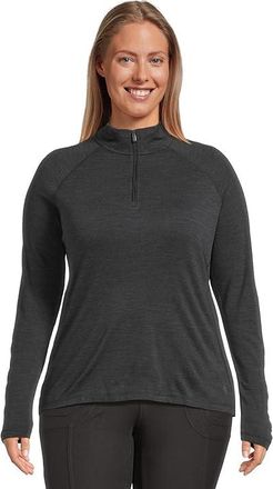Smartwool Classic Thermal Merino Base Layer 1/4 Zip Plus Womens Clothing Charcoal Heather : 1X