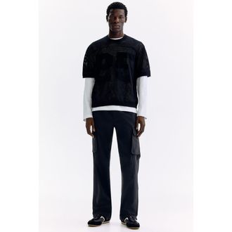 H&M Regular Fit Nylon Cargo Trousers in Black at Nordstrom, Size Xx-Large