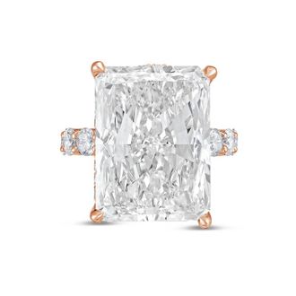 Diana M. Jewels 14kt rose gold 3ct lab grown Radiant Diamond Ring with Pav&eacute; Round Band
