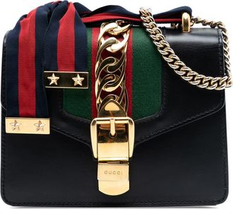 Gucci Pre-owned Gucci Mini Leather Web Sylvie Chain Crossbody Ladies 431666 213048