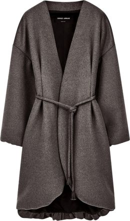 Giorgio Armani Gray Oversized Belted Wool Coat