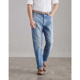 Brunello Cucinelli Mens Distressed Denim Cotton Casual Trousers, Size 48