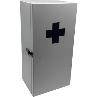 Relaxdays Relaxdays medicine cabinet, 3 shelves, HxWxD: 42 x 21 x 15.5 cm, for medications, wall mounted, white/grey