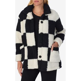 Sanctuary Checkered Faux Shearling Jacket in Black Check at Nordstrom Rack, Size X-Small/small