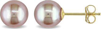 Mimi & Max 7-7.5mm Pink Cultured Freshwater Pearl Stud Earrings in 14k Yellow Gold