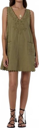 Young Fabulous & Broke Kiona Mini Cotton Swing Mini Dress In Olive