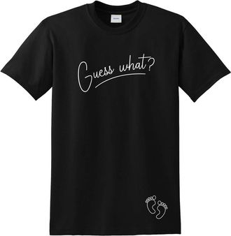 Sanfran Clothing Guess What? T-Shirt Top Gender Reveal Baby Pregnant Mother Pregnancy Gift Funny T-Shirt Large/Black