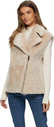 Gorski Grooved Pattern Shearling Lamb Vest in Beige at Nordstrom, Size X-Small