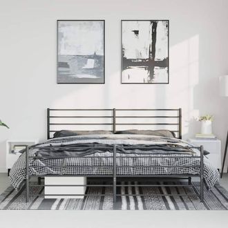 Berkfield Home Metal Bed Frame with Headboard & Footboard Black 183x213 cm