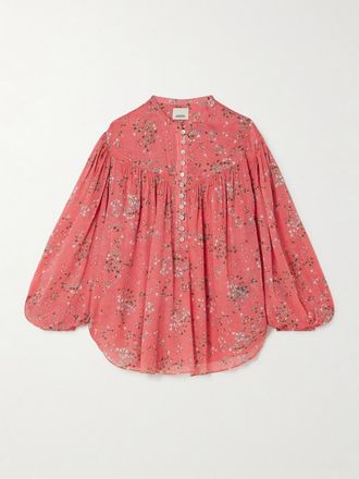 Isabel Marant Blusa In Crêpe Di Misto Cotone E Seta Stampato Kiledia - Arancione