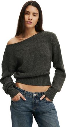 Cotton On Womens Softest Luxe Off Shoulder Knit in Charcoal Marle at Nordstrom, Size Xx-Small