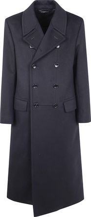 Tom Ford Mens Pure Cashmere Luxury Melton Double Breasted Officier Coat - Dark Blue Wool - Size EU 46 (Mens)