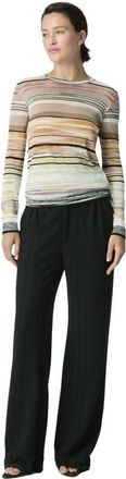 Missoni Striped Flame Viscose Crewneck Sweater in Green& Brown at Nordstrom, Size 40 It