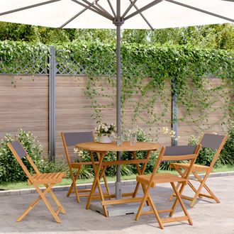 vidaXL Set De Comedor De Jard&iacute;n 5 Pzas Tela Madera Maciza Antracita Vidaxl