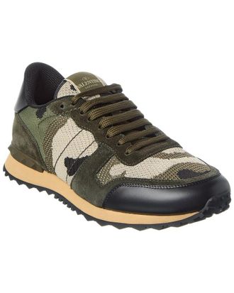 Valentino Rockstud Knit & Suede Sneaker