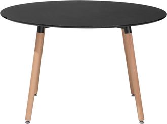 Beliani Beliani - Mesa De Comedor De Madera De Haya Negra Redonda &Oslash; 120 Cm Para Cocina Y Sala De Estar Estilo Minimalista Bovio
