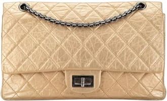 Chanel Pre-owned Reissue 2.55 Aged Calfskin Double Flap 227 Schoudertas - Dames - Vintage Schoudertas - Beige - ONE Size - Leer - Vintage