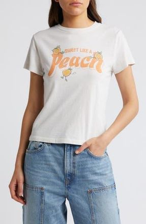 Re/Done Peach Cotton Graphic T-Shirt in Vintage White at Nordstrom Rack, Size Xx-Large