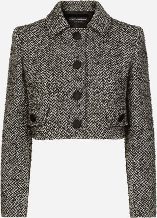 Dolce & Gabbana Short Wool Micro-tweed Jacket - Woman Coats And Jackets Multi-colored 42