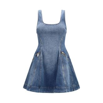 Self Portrait Blue Cotton Casual Womens Dress