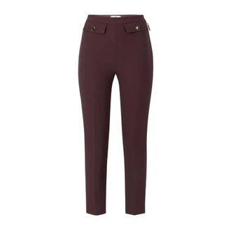 Elisabetta Franchi Slim-fit Trousers, female, Red, Size: L Pantalone Merlot