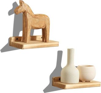 OEM Juego De Estantes Flotantes Peque&ntilde;os, 2 Piezas, Madera Natural, Mini Estante De Pared De 30 Cm, Expositor Decorativo Para Plantas