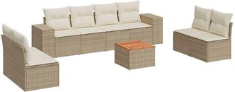 vidaXL Set De Sof&aacute;s De Jard&iacute;n 9 Pzas Con Cojines Rat&aacute;n Sint&eacute;tico Beige Vidaxl