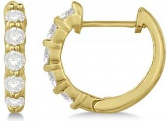 Allurez Hinged Hoop Diamond Huggie Style Earrings 14k Yellow Gold (0.50ct)