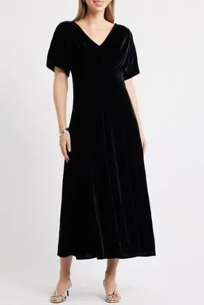 Chelsea28 Velvet V-Neck Maxi Dress in Black at Nordstrom Rack, Size Xx-Small