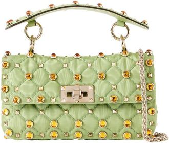 Valentino Garavani Green Rockstud Spike Small Shoulder Bag