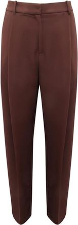 Elisabetta Franchi Pa-125-56E2 Palazzo Broek - Dames - Straight fit broeken - Bruin - L - Leer - Broeken