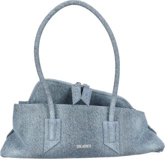 The Attico Textured Blue Shoulder Bag with Zip Closure and Rounded Handles