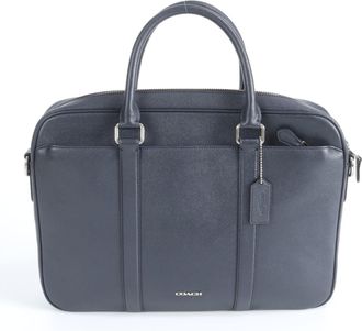 Coach Navy Leather Briefcase Tote Bag (Pre-Owned)