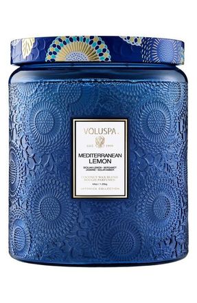 Voluspa Mediterranean Lemon Luxe Jar Candle in Blue at Nordstrom